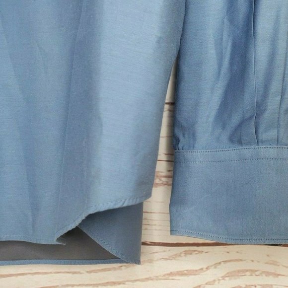 Bugatchi Uomo Blue Grey Mens Embroidered Shaped Fit Button Up Shirt - Picture 4 of 12